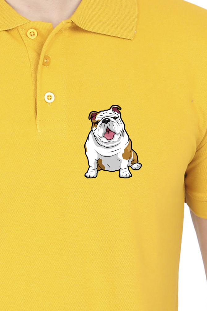 Polo Neck T-Shirt (Men) - Wringkly Sprinkly Bulldog (11 Colours)