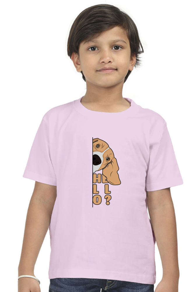 Round Neck T-Shirt (Boys) - Basset Hound Hello (10 Colours)