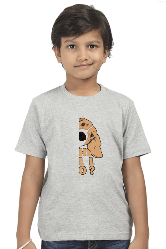 Round Neck T-Shirt (Boys) - Basset Hound Hello (10 Colours)