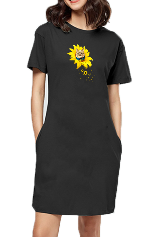 T-shirt Dress With Pockets - A Meowment Of Sunshine (5 Colours)