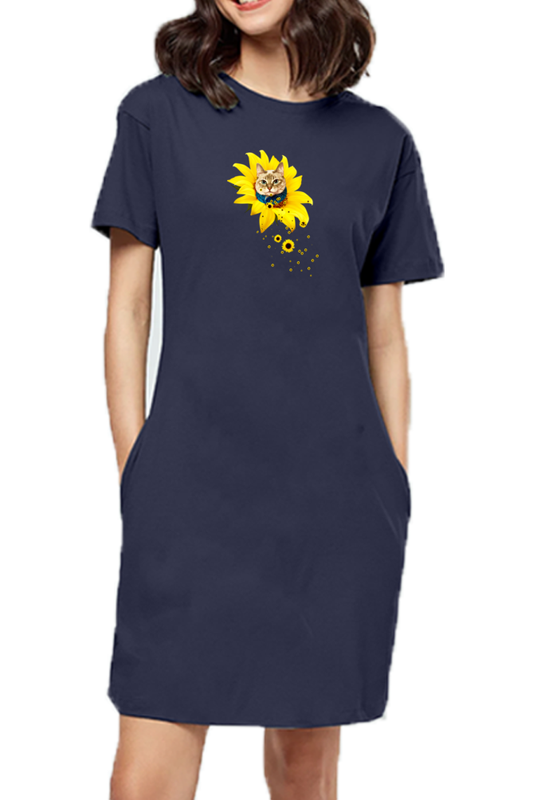 T-shirt Dress With Pockets - A Meowment Of Sunshine (5 Colours)