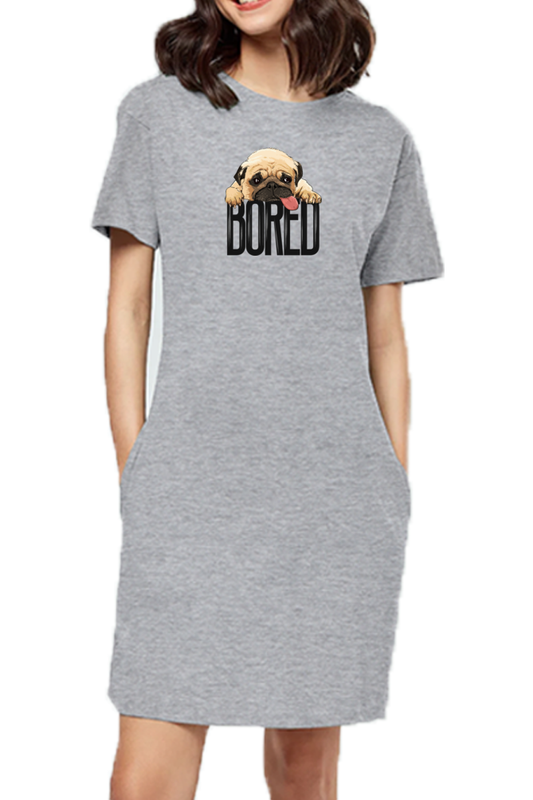 T-shirt Dress With Pockets - Bored Pug Baby (3 Colours)