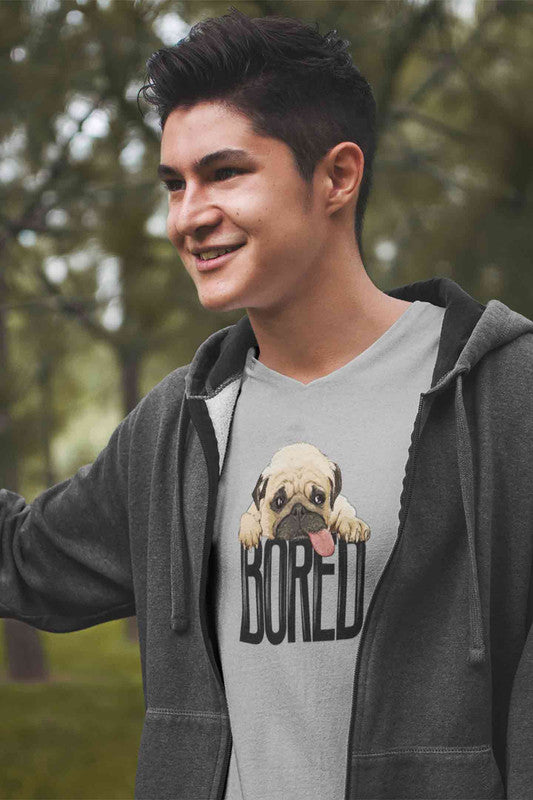 Stepevoli Clothing - V Neck T-Shirt (Men) - Bored Pug Baby (2 Colours)
