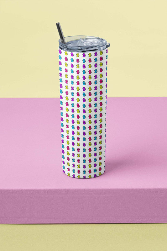 Cats In Colour Skinny Tumbler With Metal Straw