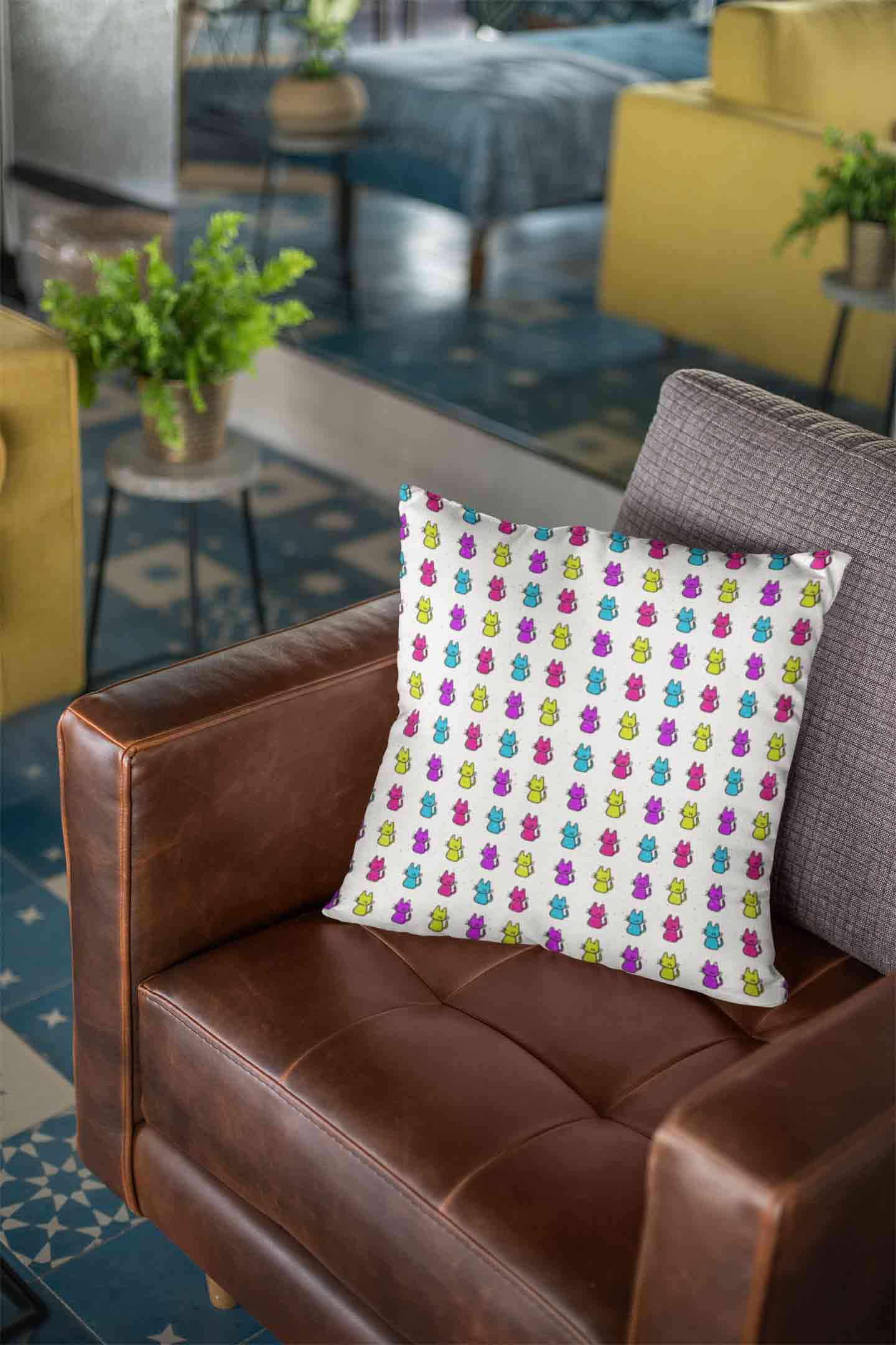 Stepevoli Cushion Covers - Cats In Colour Cushion Cover
