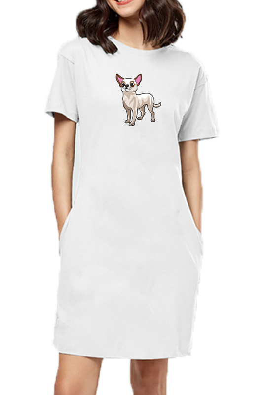 T-shirt Dress With Pockets - Chatty Chihuahua (6 Colours)