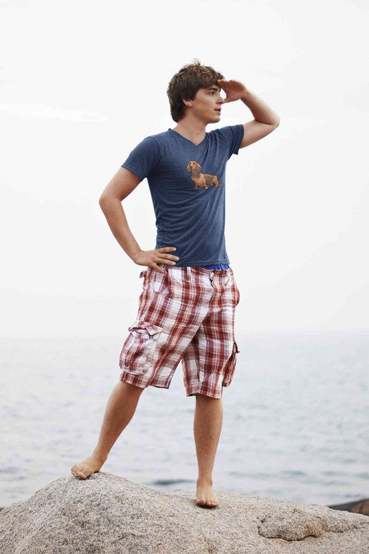 Stepevoli Clothing - V Neck T-Shirt (Men) - Dash Dash Dachshund (5 Colours)