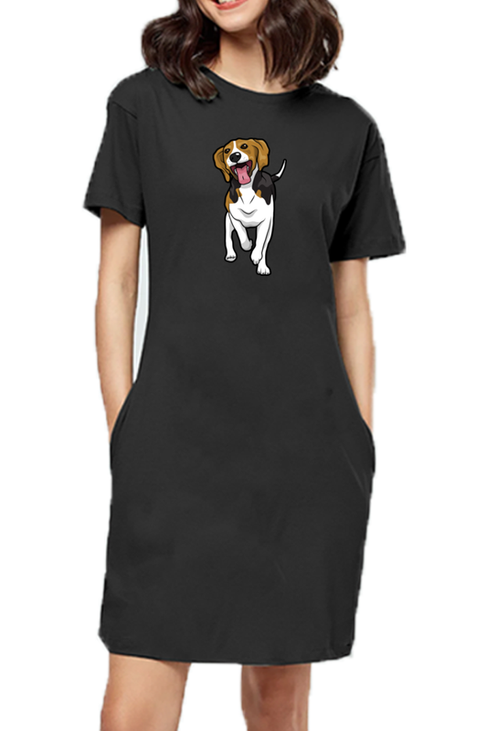 T-shirt Dress With Pockets - Fun Loving Beagle (6 Colours)