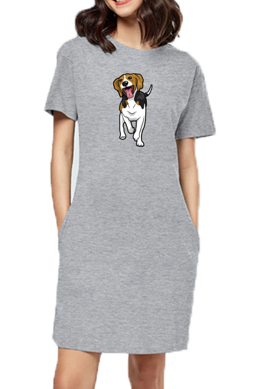 T-shirt Dress With Pockets - Fun Loving Beagle (6 Colours)