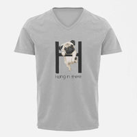 Stepevoli Clothing - V Neck T-Shirt (Men) - Hang In There Pug (2 Colours)