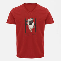 Stepevoli Clothing - V Neck T-Shirt (Men) - Hang In There Pug (2 Colours)
