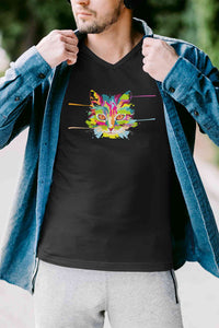 Stepevoli Clothing - V Neck T-Shirt (Men) - Laser Sharp Cat (5 Colours)