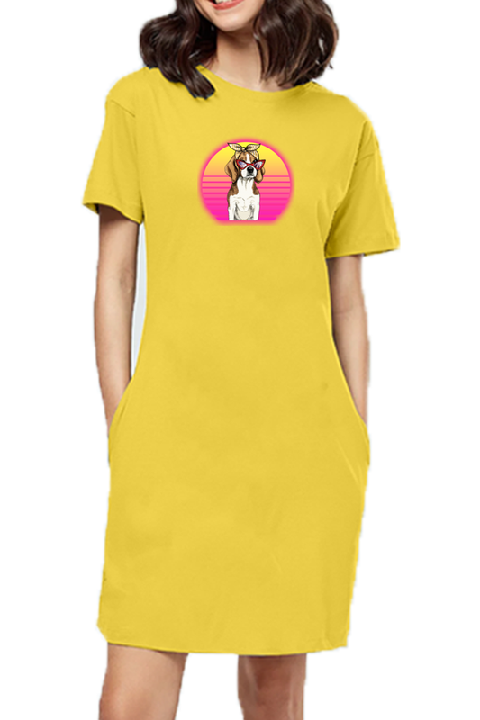 T-shirt Dress With Pockets - Lil Miss Beagle (6 Colours)
