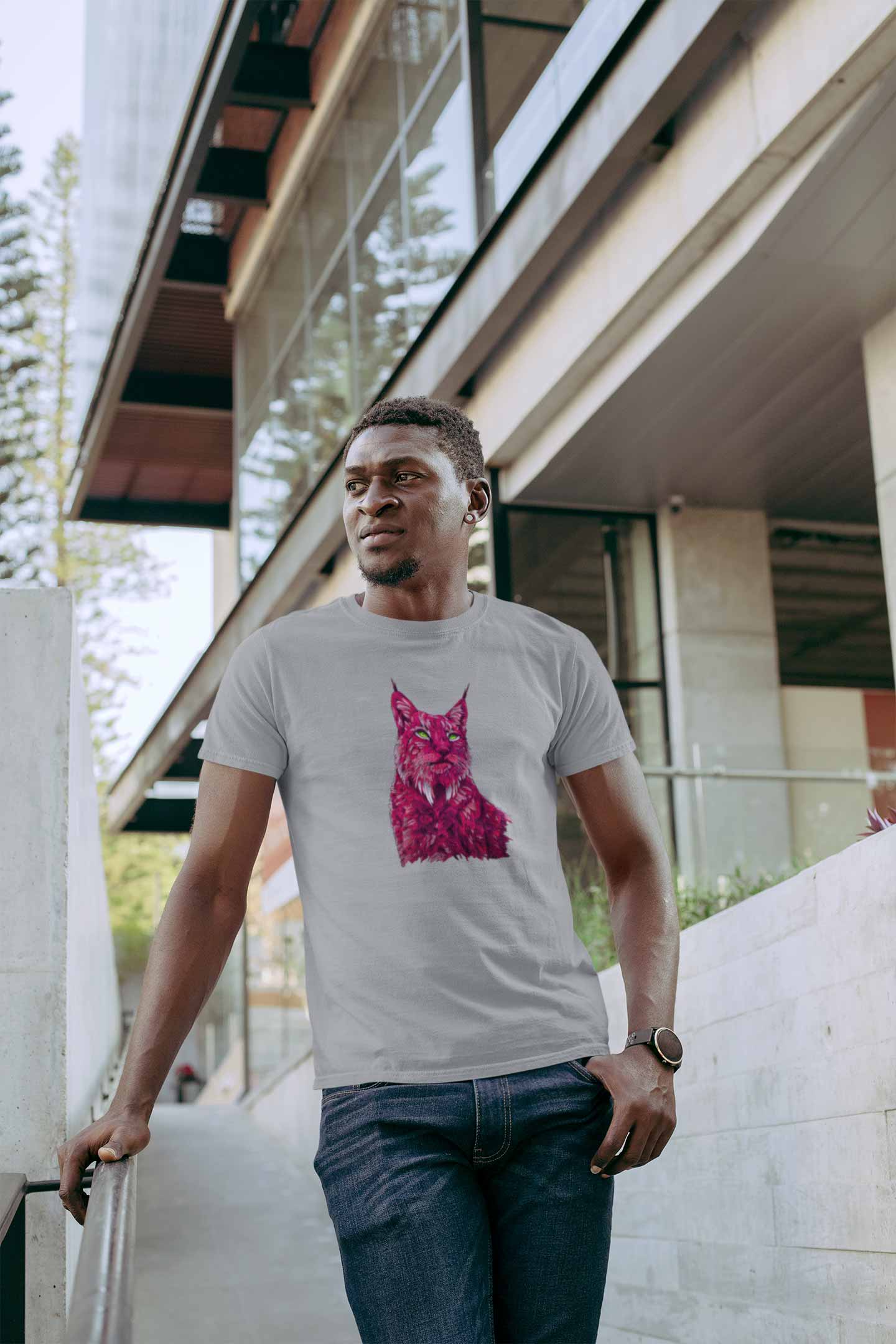 Stepevoli Clothing - Round Neck T-Shirt (Men) - Roar Of The Fuchsia Lion (10 Colours)
