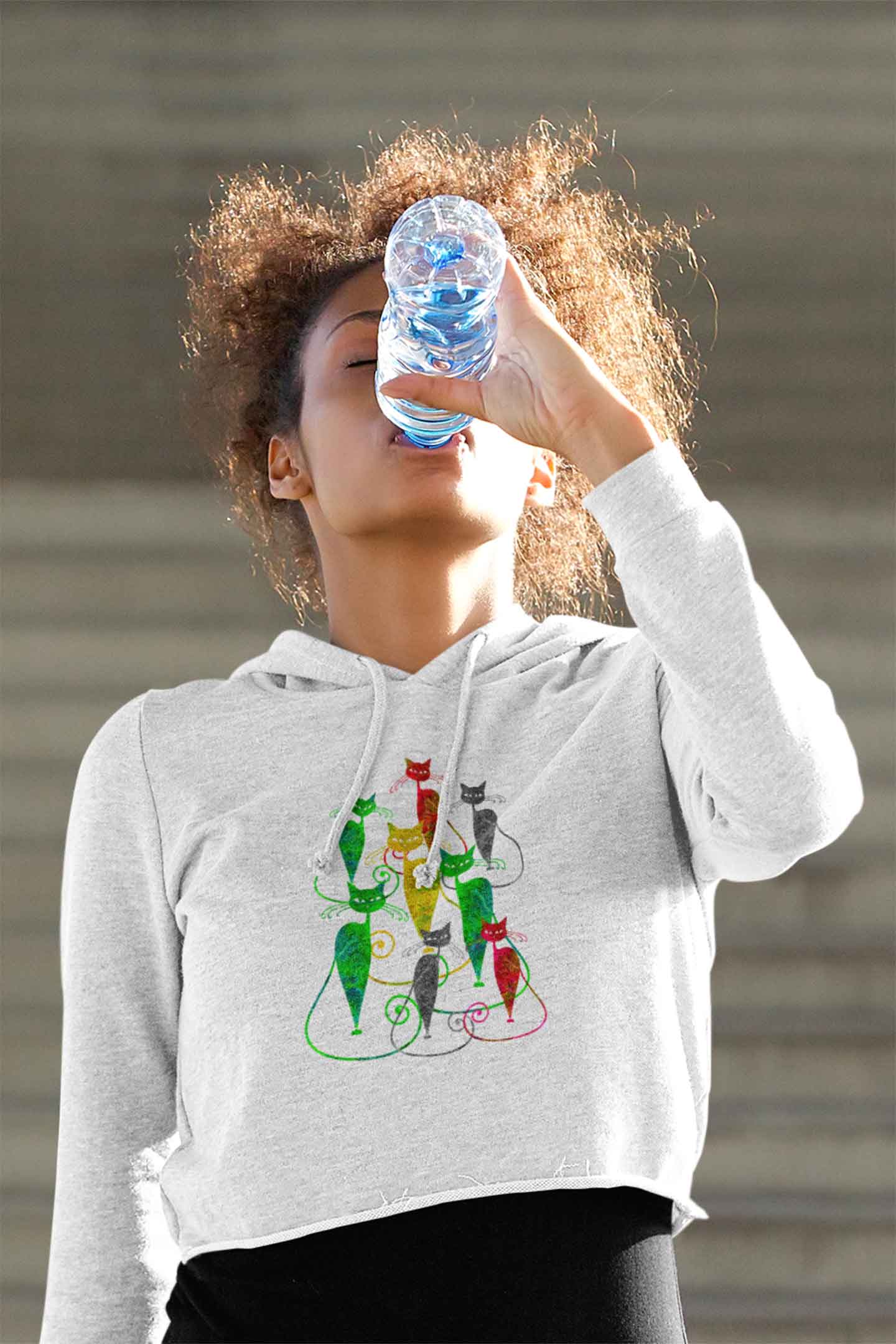 Stepevoli Clothing - Crop Hoodie (Women) - Sassy Kitties (6 Colours)