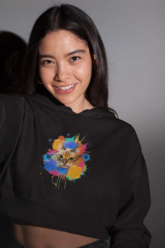 Stepevoli Clothing - Crop Hoodie (Women) - Splishy Splashy Cat (6 Colours)