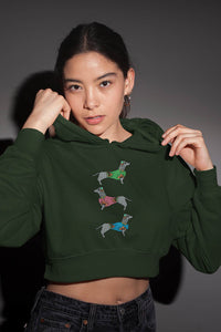 Stepevoli Clothing - Crop Hoodie (Women) - Three Daschunds (6 Colours)