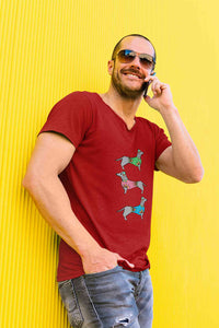 Stepevoli Clothing - V Neck T-Shirt (Men) - Three Dachshunds (5 Colours)
