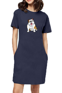 T-shirt Dress With Pockets - Wringkly Sprinkly Bulldog (6 Colours)