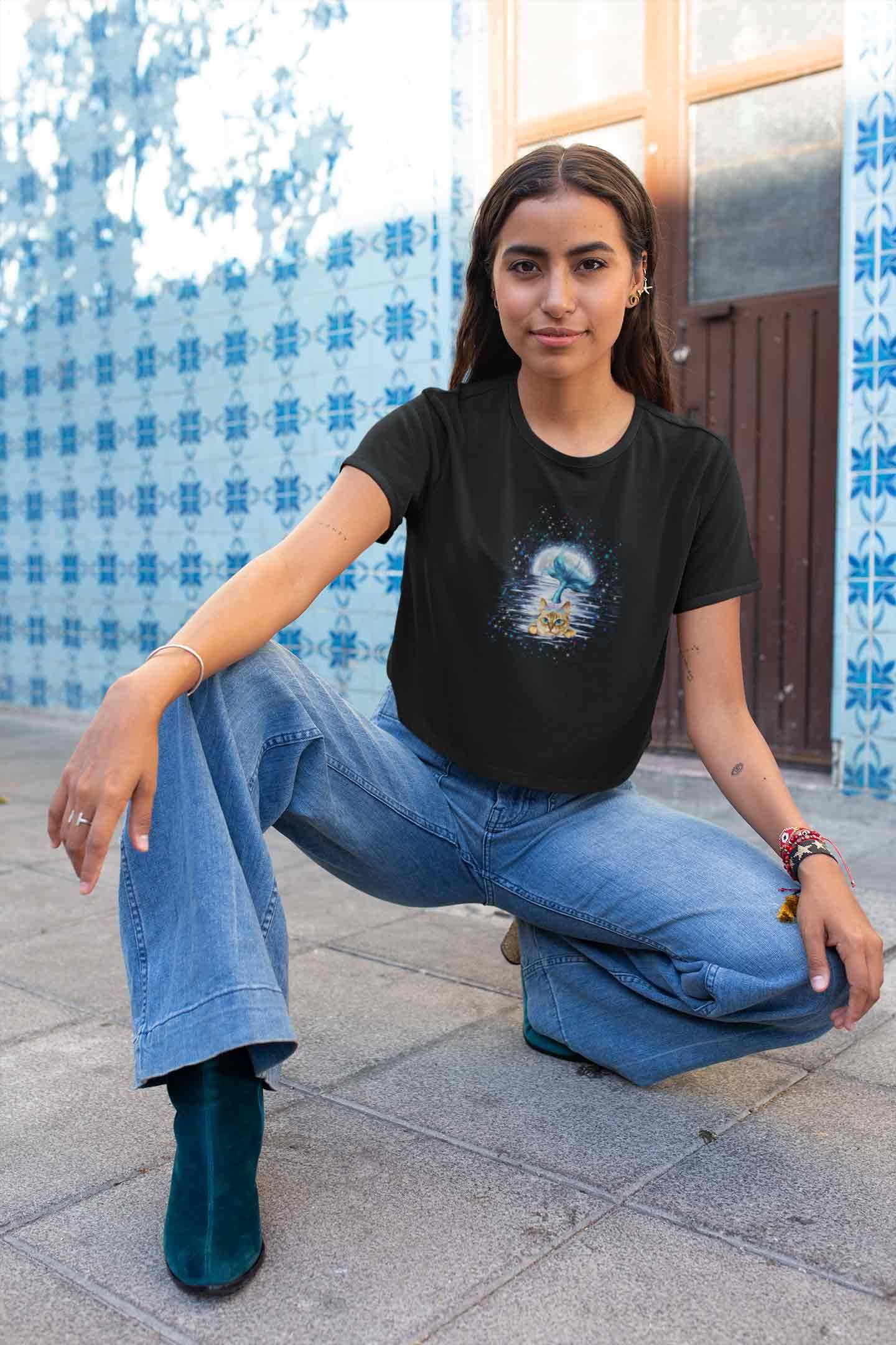 Stepevoli Clothing - Crop Top (Women) - Little Meowmaid Cat (12 Colours)