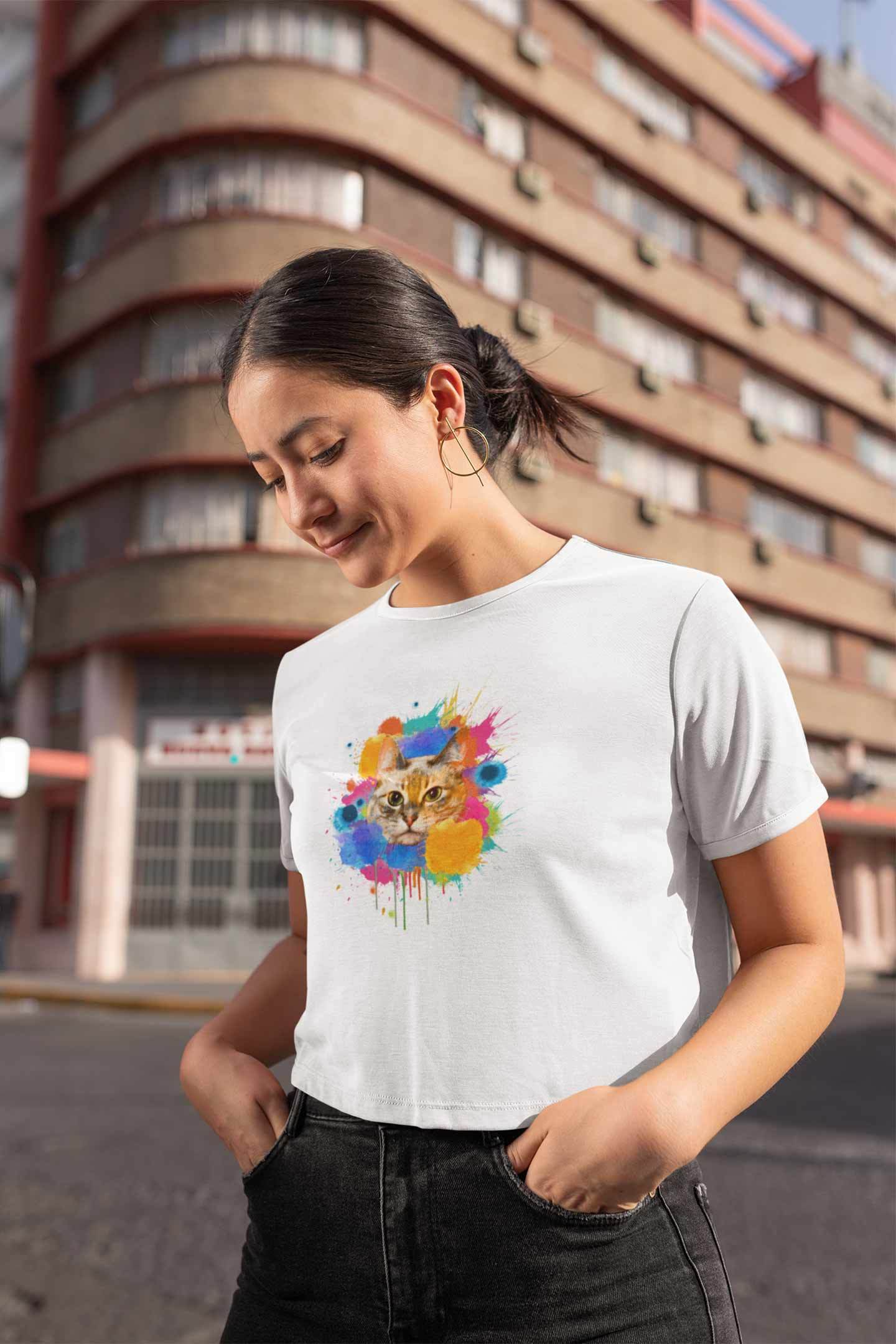 Stepevoli Clothing - Crop Top (Women) - Splishy Splashy Cat (12 Colours)