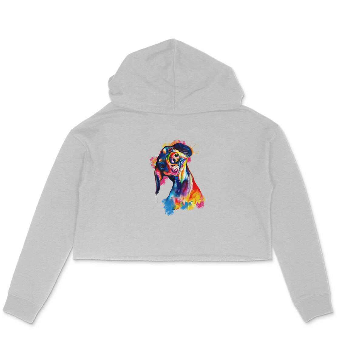 Stepevoli Clothing - Crop Hoodie (Women) - Tilted Head Rainbow Dog (6 Colours)