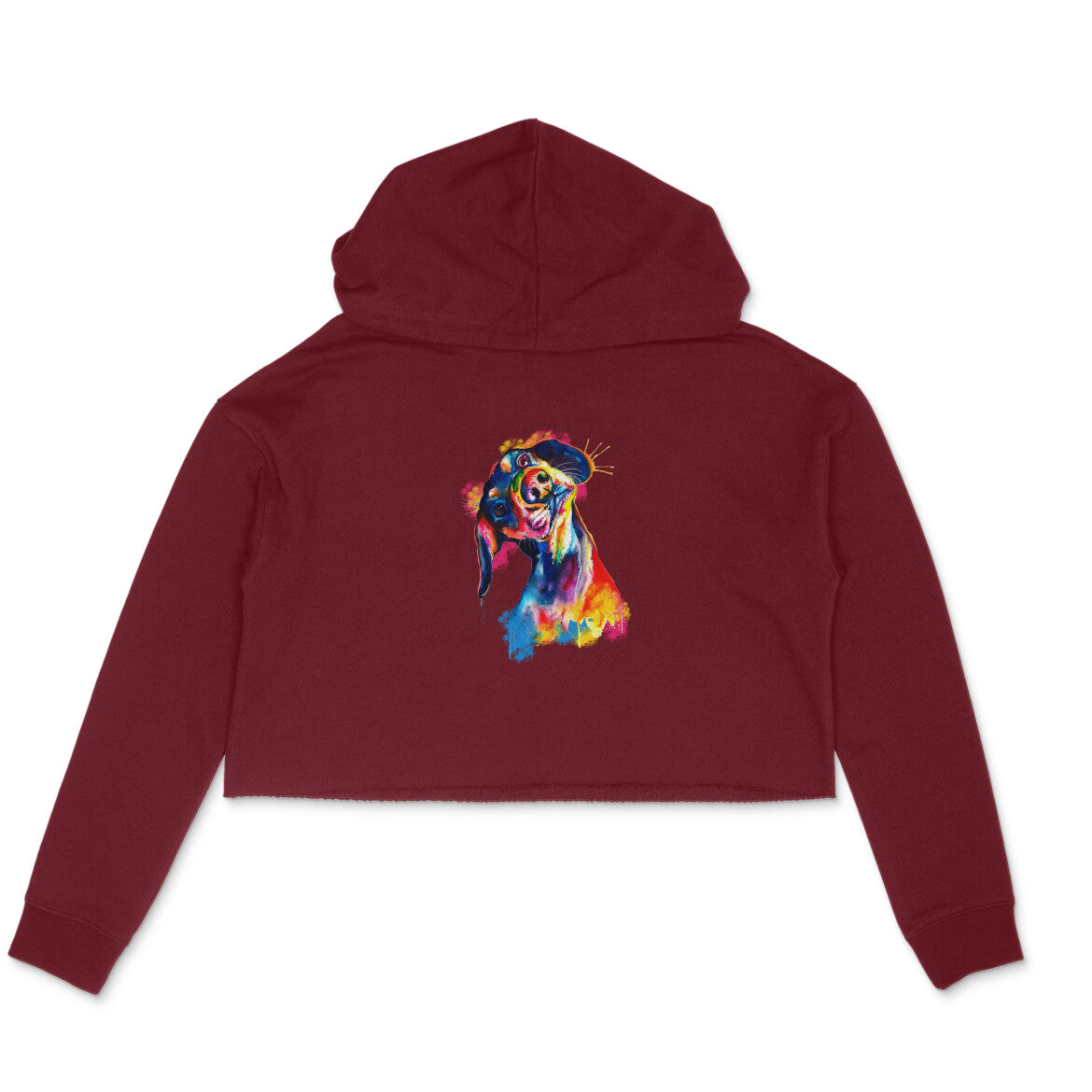 Stepevoli Clothing - Crop Hoodie (Women) - Tilted Head Rainbow Dog (6 Colours)
