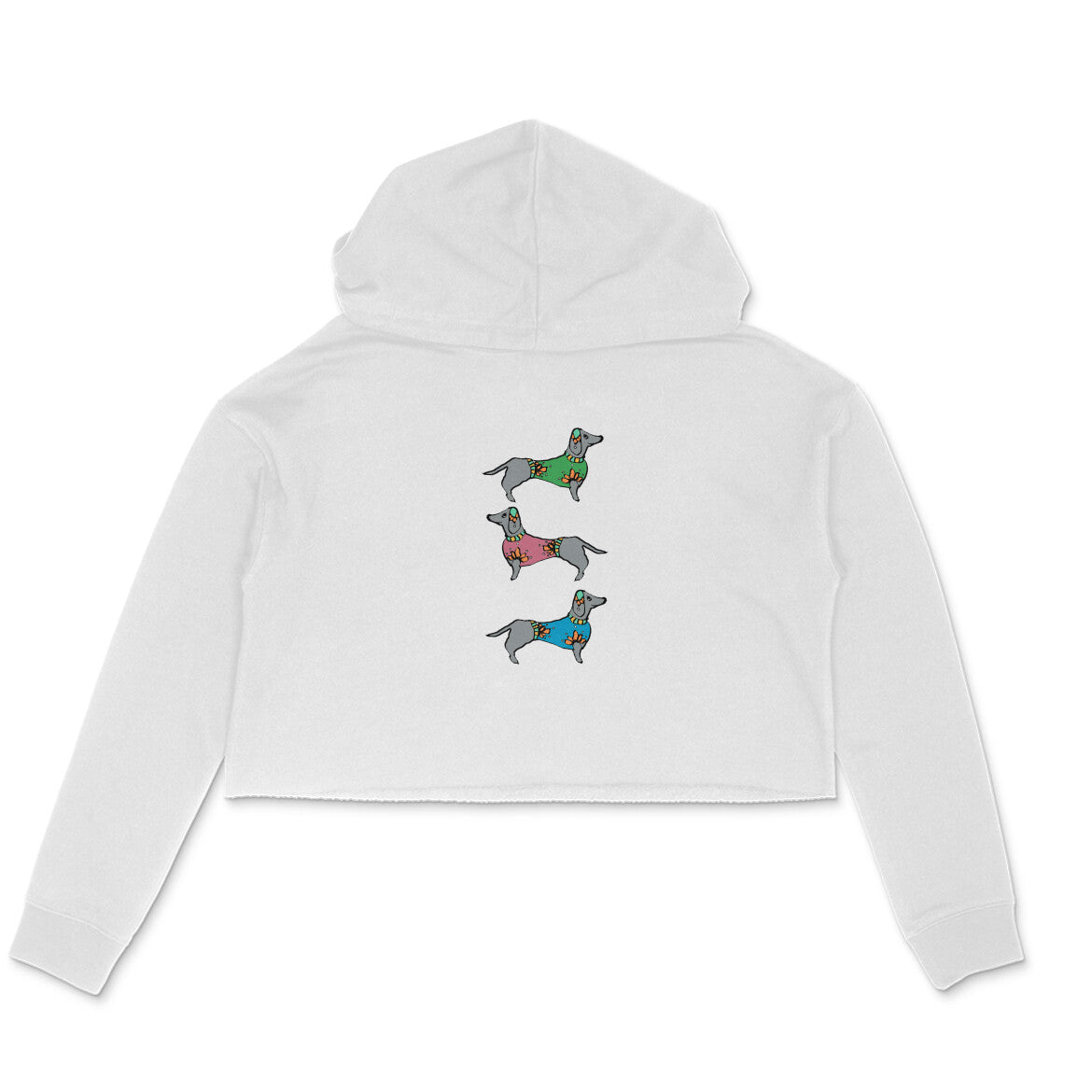 Stepevoli Clothing - Crop Hoodie (Women) - Three Daschunds (6 Colours)