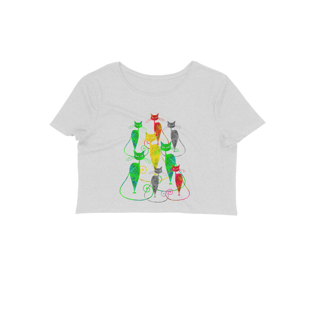 Stepevoli Clothing - Crop Top (Women) - Sassy Kitties (12 Colours)