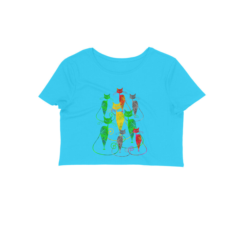 Stepevoli Clothing - Crop Top (Women) - Sassy Kitties (12 Colours)