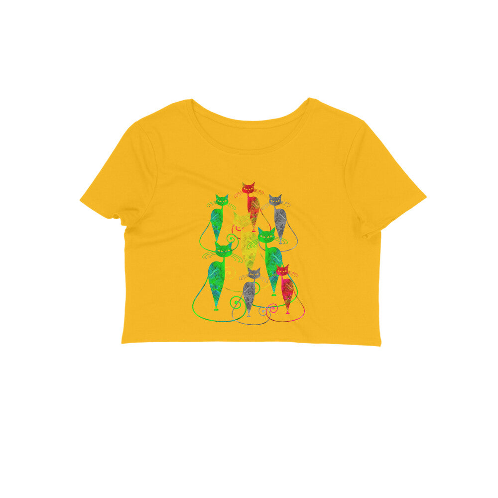 Stepevoli Clothing - Crop Top (Women) - Sassy Kitties (12 Colours)