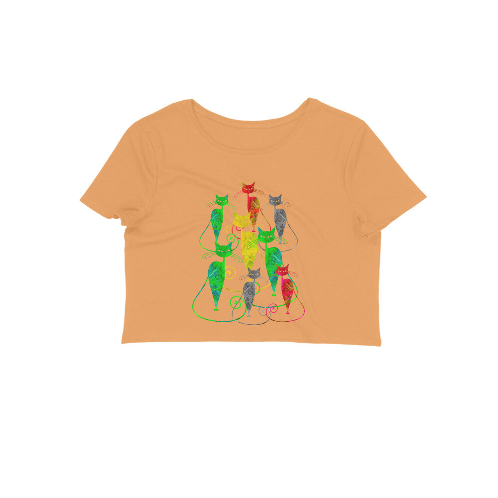 Stepevoli Clothing - Crop Top (Women) - Sassy Kitties (12 Colours)
