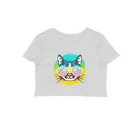 Stepevoli Clothing - Crop Top (Women) - Cat With Glasses (12 Colours)