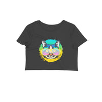 Stepevoli Clothing - Crop Top (Women) - Cat With Glasses (12 Colours)