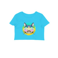 Stepevoli Clothing - Crop Top (Women) - Cat With Glasses (12 Colours)