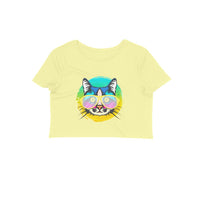 Stepevoli Clothing - Crop Top (Women) - Cat With Glasses (12 Colours)