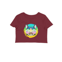 Stepevoli Clothing - Crop Top (Women) - Cat With Glasses (12 Colours)