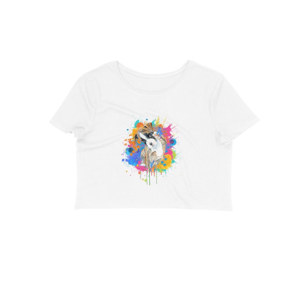 Stepevoli Clothing - Crop Top (Women) - Splashes Of Joy Puppy (12 Colours)