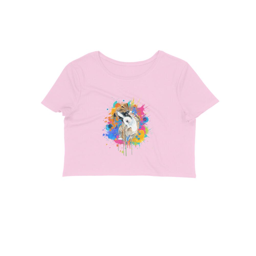 Stepevoli Clothing - Crop Top (Women) - Splashes Of Joy Puppy (12 Colours)