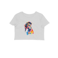 Stepevoli Clothing - Crop Top (Women) - Tilted Head Rainbow Dog (12 Colours)