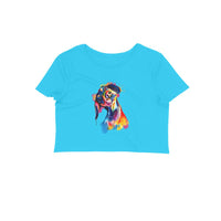 Stepevoli Clothing - Crop Top (Women) - Tilted Head Rainbow Dog (12 Colours)