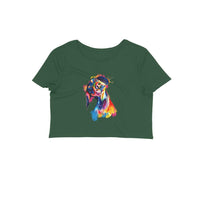 Stepevoli Clothing - Crop Top (Women) - Tilted Head Rainbow Dog (12 Colours)