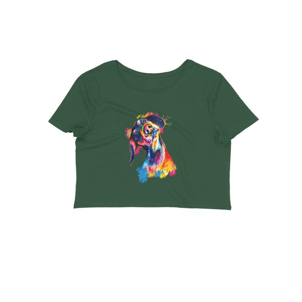 Stepevoli Clothing - Crop Top (Women) - Tilted Head Rainbow Dog (12 Colours)