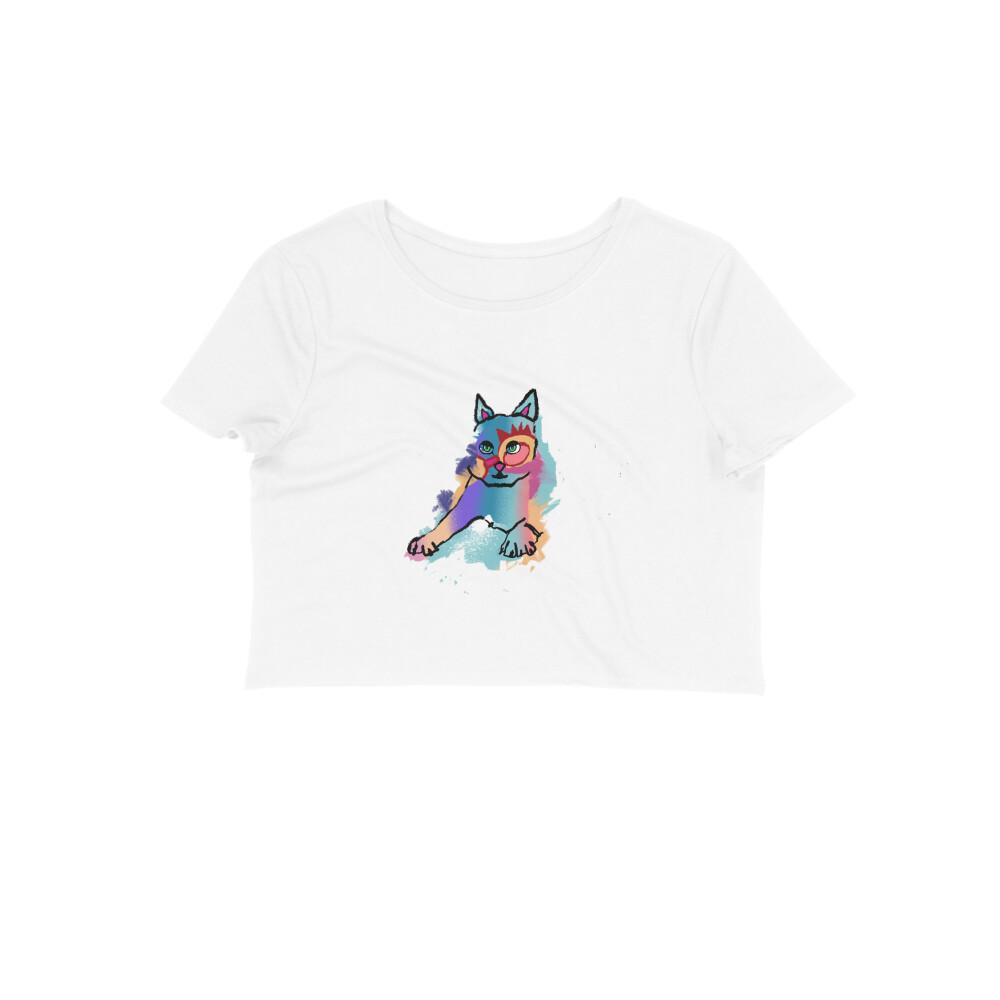 Stepevoli Clothing - Crop Top (Women) - Russian Blue Sparkle Cat (12 Colours)
