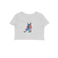 Stepevoli Clothing - Crop Top (Women) - Russian Blue Sparkle Cat (12 Colours)