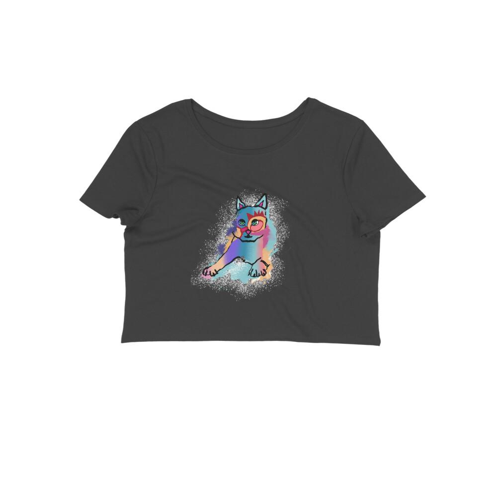 Stepevoli Clothing - Crop Top (Women) - Russian Blue Sparkle Cat (12 Colours)