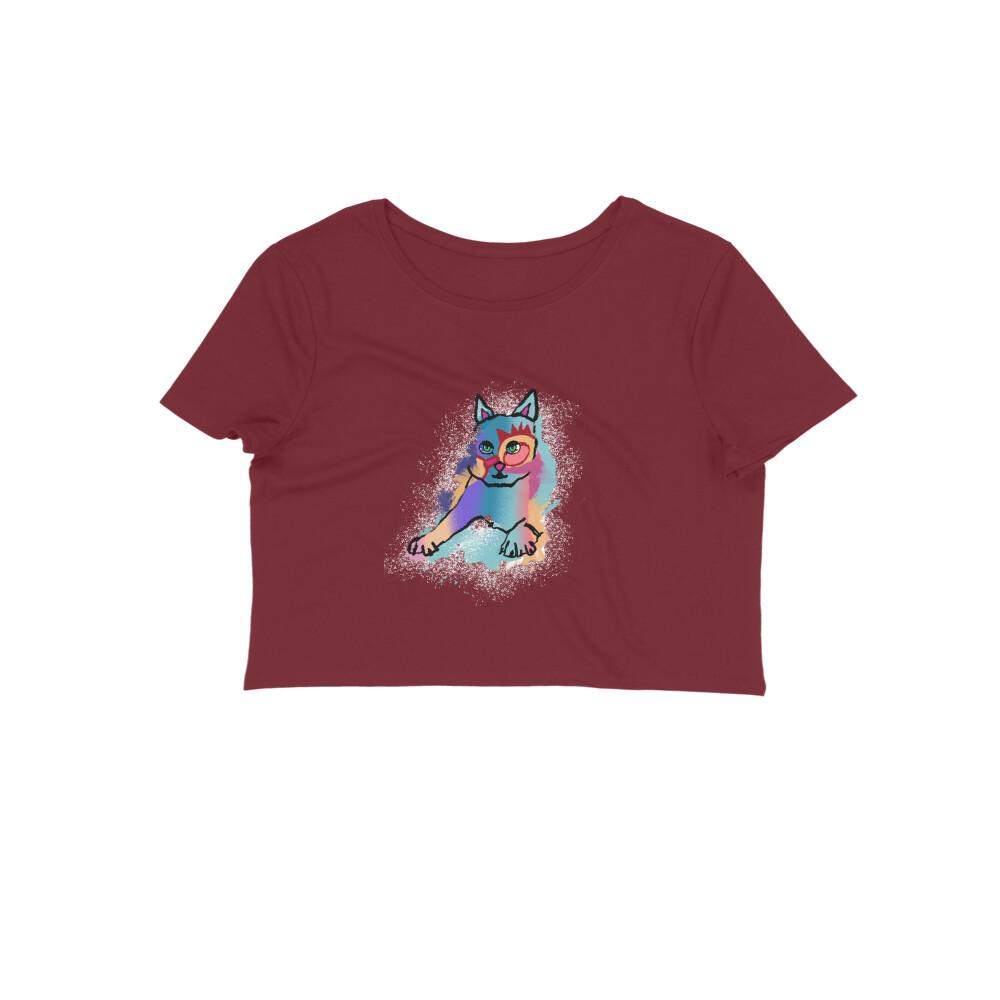 Stepevoli Clothing - Crop Top (Women) - Russian Blue Sparkle Cat (12 Colours)