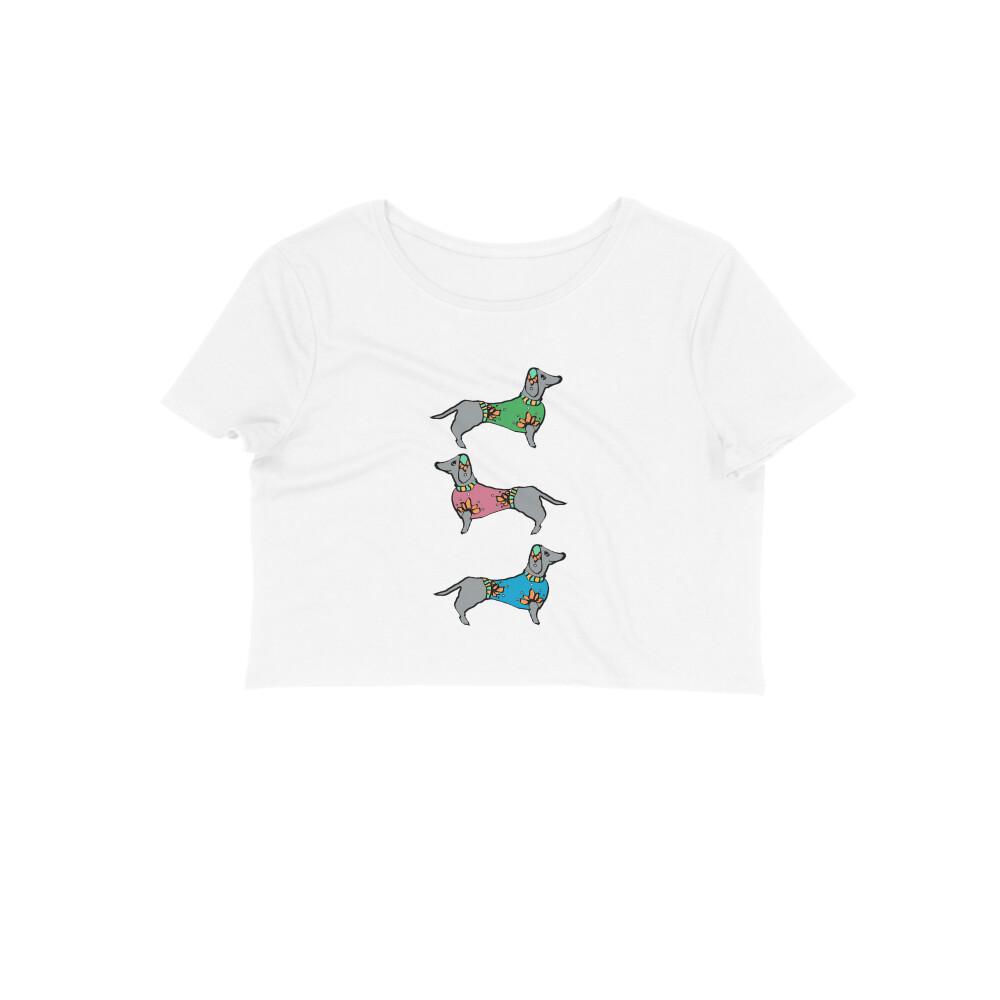 Stepevoli Clothing - Crop Top (Women) - Three Dachshunds (12 Colours)