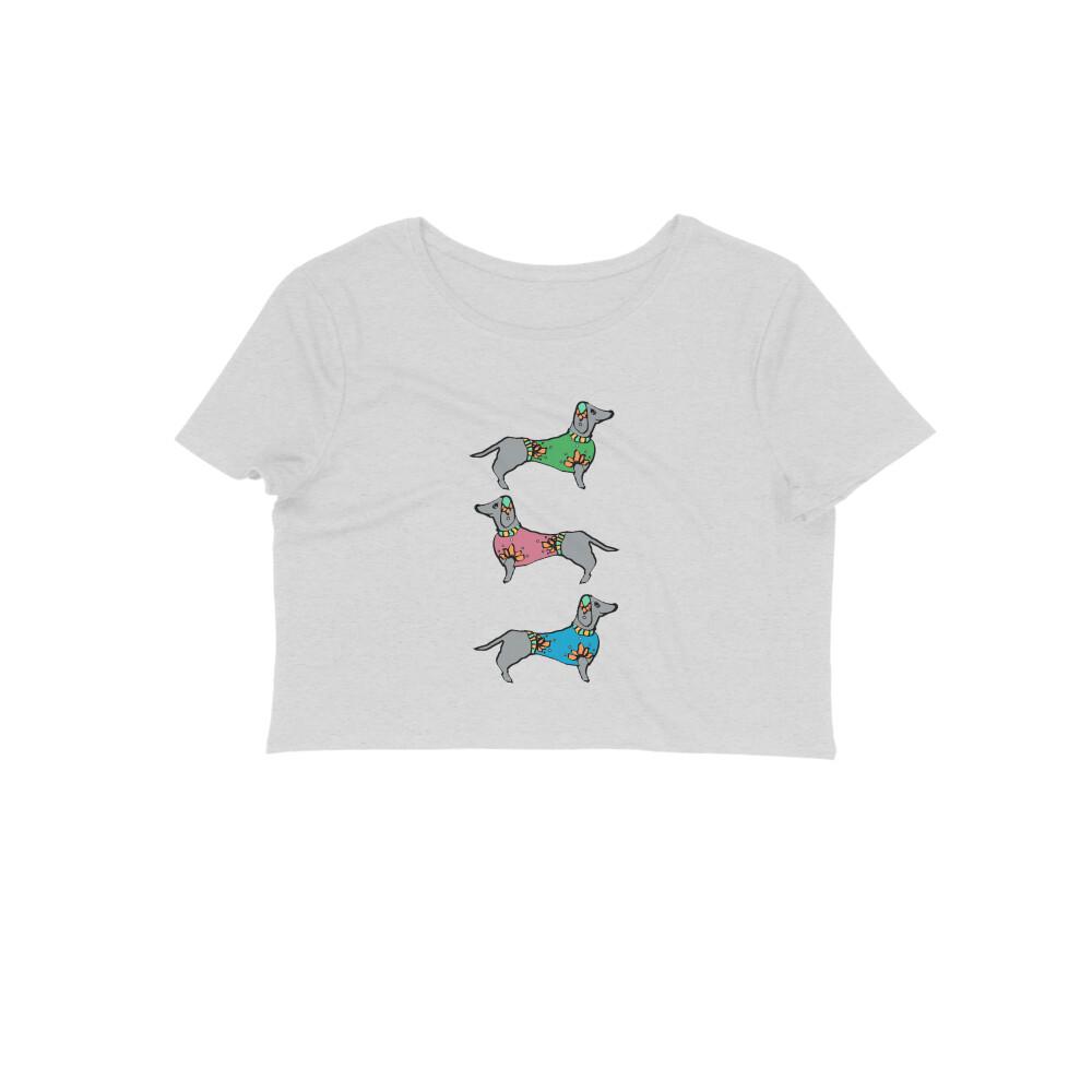 Stepevoli Clothing - Crop Top (Women) - Three Dachshunds (12 Colours)
