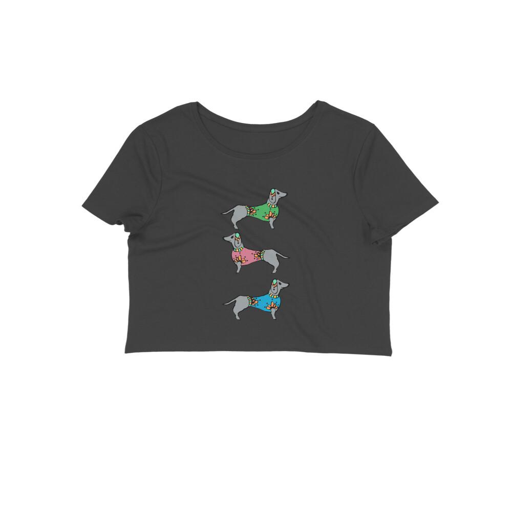 Stepevoli Clothing - Crop Top (Women) - Three Dachshunds (12 Colours)